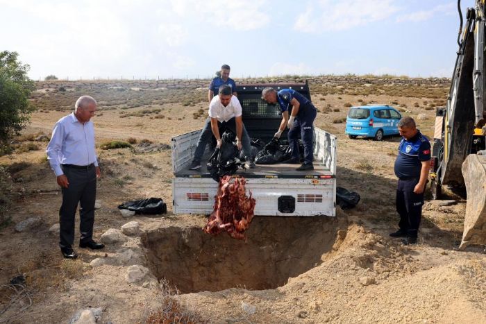 Mersin'de menei belirsiz 500 kilo et ele geirildi