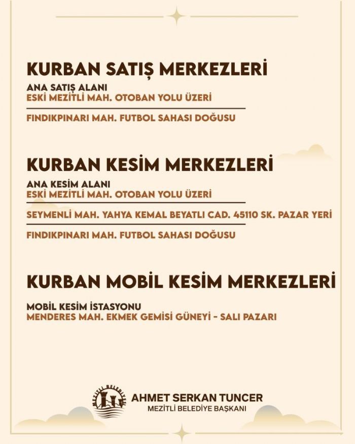 Mezitli'de kurban kesim ve sat�� noktalar� belirlendi