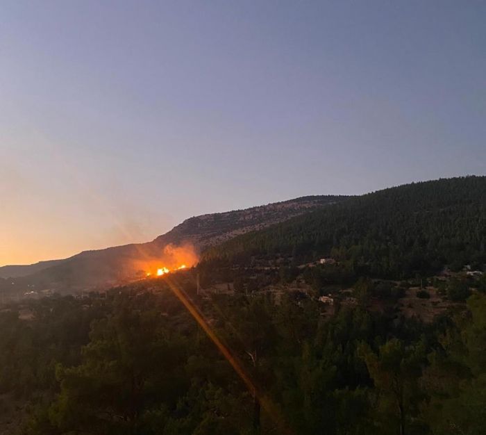 Evlerin aras�ndaki bah�ede ��kan yang�n korkuttu
